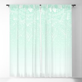 Elegant white and mint mandala confetti design Blackout Curtain
