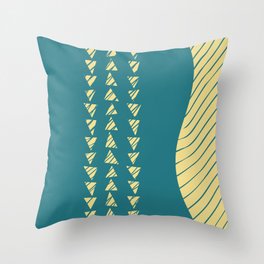 When Hunger Strikes - Abstract, Teal, Yellow, Triangles, Stripes Throw Pillow