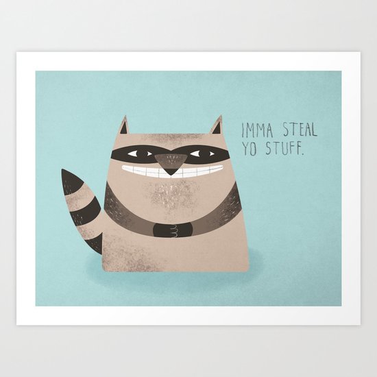 Sneaky Raccoon Art Print