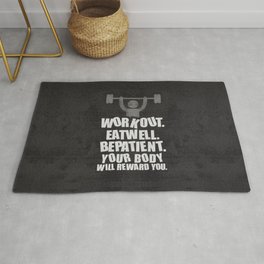 Lab No. 4 - Work Out Eat Well Be Patient Gym Motivational Quotes Poster Rug