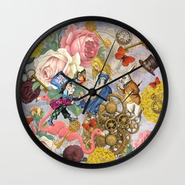 Alice In Wonderland Collage III Wall Clock