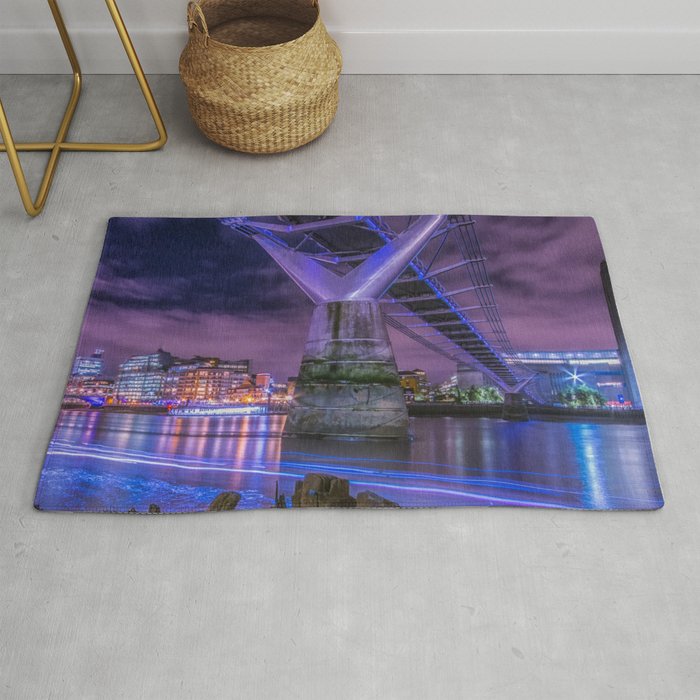 Great Britain Photography - Beautiful Bridge In London Surrounded By Lights Rug