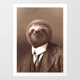 Gentleman Sloth in Sepia Tone Art Print