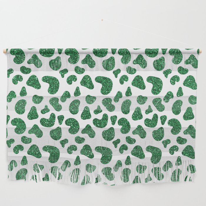 Elegant Emerald Green Glitter Gradient Cheetah Print  Wall Hanging