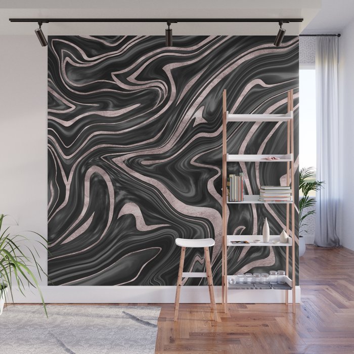 Black Gray White Rose Gold Marble 1 Decor Art Society6 Wall