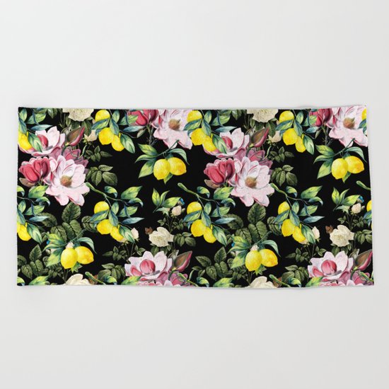 Botanical Pattern Beach Towel