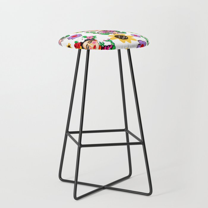Mexican Art Life and Flowers Bar Stool