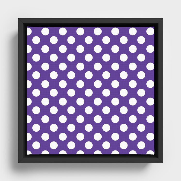 Purple White Polka Dots Framed Canvas