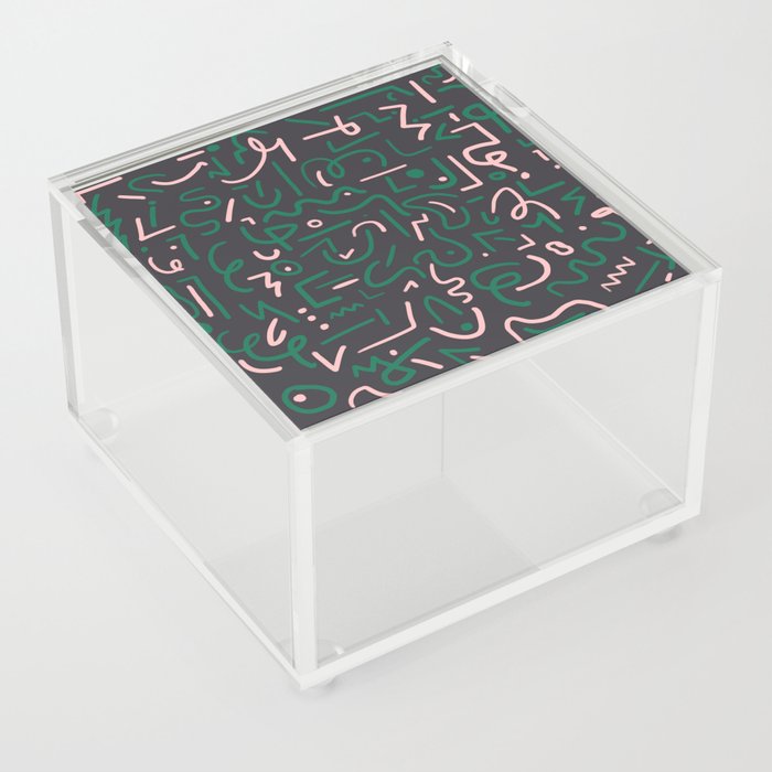 Green and pink doodles Acrylic Box | Drawing, Gouache, Green, Squiqqles, Modern, Color, Bold, Doodles, Abstract
