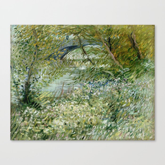 Vincent van Gogh's River Bank in Springtime (1887) famous painting Canvas Print