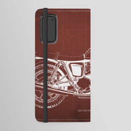 2010 Triumph Bonneville SE Blueprint, Red Background Android Wallet Case