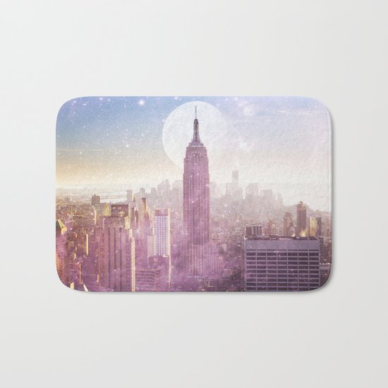 I LOVE PINK NEW YORK CITY SKYLINE - Full Moon Universe Bath Mat