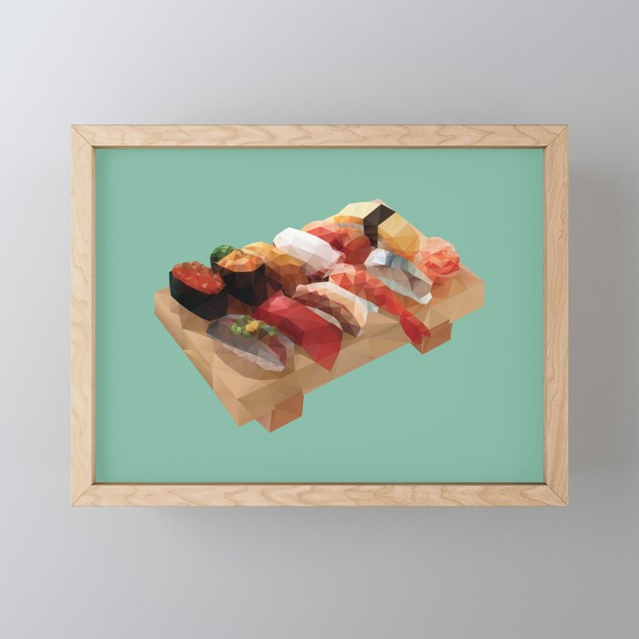 Nigiri Sushi Platter Polygon Art Framed Mini Art Print