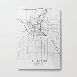 Eau Claire - Wisconsin - US Gray Map Art Metal Print | Hatching, Vector, Drafting, Figurative, Ink, Graphicdesign, Watercolor, Stencil, Concept, Oil 