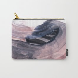 verve 1 Carry-All Pouch | White, Painting, Acrylic, Pink, Abstract, Brushstrokes, Black, Mauve, Copper, Blush 