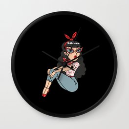 Rockabilly girl cute rockabilly gift for women Wall Clock