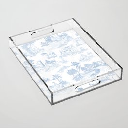 Toile de Jouy Vintage French Soft Baby Blue White Pastoral Pattern Acrylic Tray