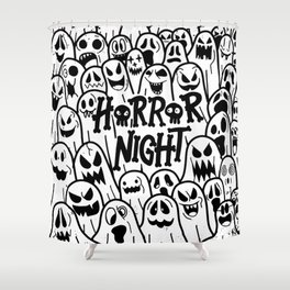 Halloween cute ghost icon in various style, pattern wallpaper background Shower Curtain