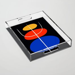 Abstract black minimal art with red yellow and blue Acrylic Tray