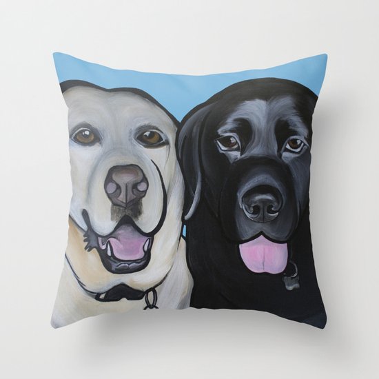 Indie & Daisy the labs Throw Pillow