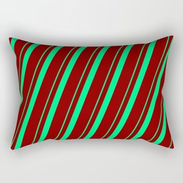 [ Thumbnail: Green & Maroon Colored Lines Pattern Rectangular Pillow ]