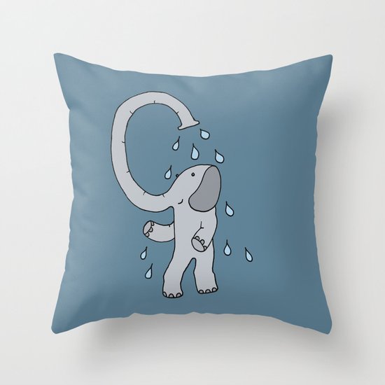 Elephant shower Throw Pillow
