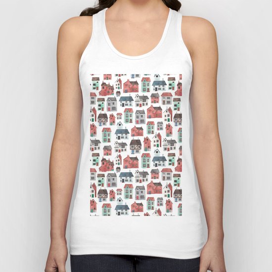 Watercolour Houses Unisex Tank Top
