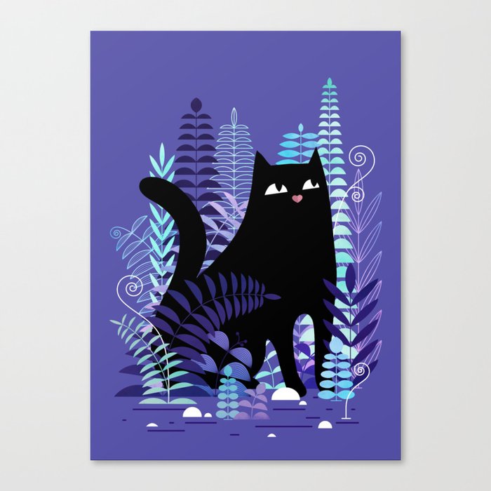 The Ferns (Black Cat Version) Canvas Print