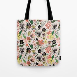 pink yellow and black floral Tote Bag