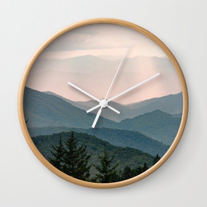 Smoky Mountain Pastel Sunset Wall Clock