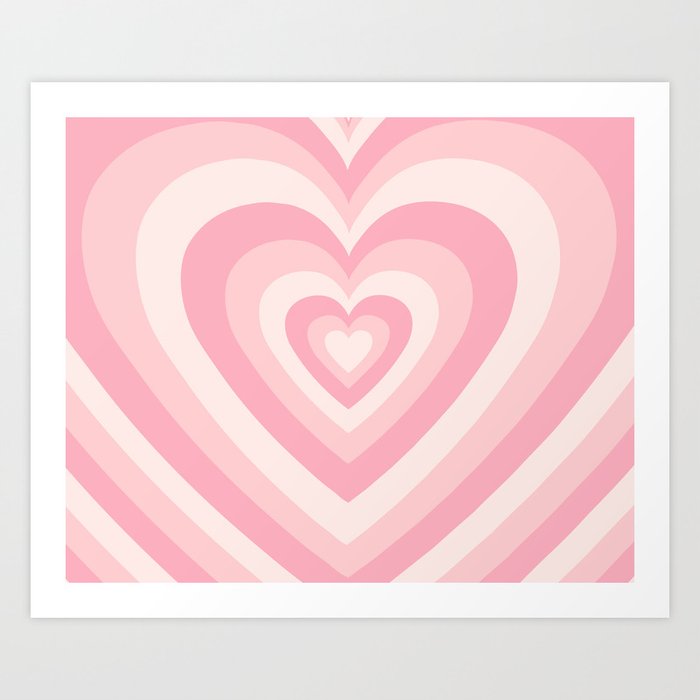 Pink Heart Layers Aesthetic Art Print by iconicole | Society6