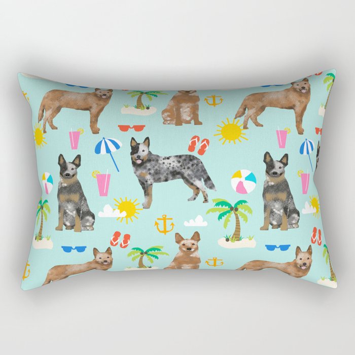 Australian Cattle Dog beach tropical pet friendly dog breed dog pattern art Rectangular Pillow