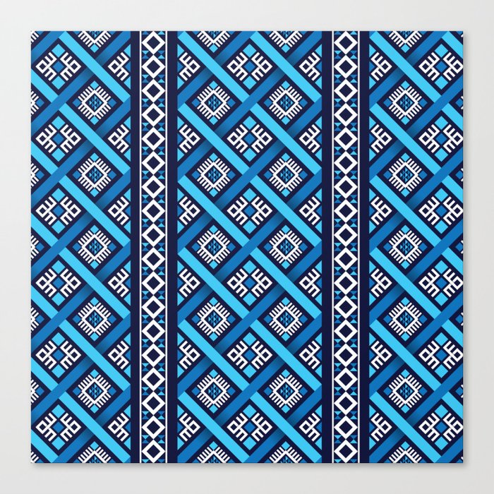 Ethnic Abstract Pattern - Blue Canvas Print