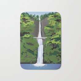 Multnomah Falls Illustration Bath Mat | Pacificnorthwest, Digital, Drawing, Columbiagorge, Cascademountains, Waterfalls, Oregonscenery, Multnomahfalls 