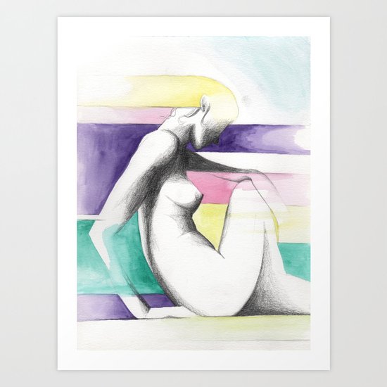 pensive rainbow woman Art Print