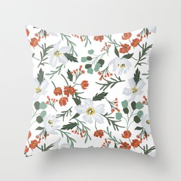 White Floral Wonderland - Holiday Throw Pillow