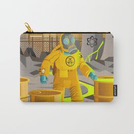 biohazard suit man with barrels near nuclear meltdown in powerplant Carry-All Pouch