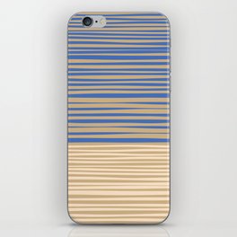 Natural Stripes Modern Minimalist Colour Block Pattern in Oat Beige and Blue iPhone Skin