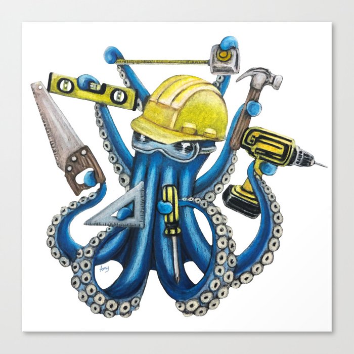 "Octo Builder" - Octopus Contractor Canvas Print
