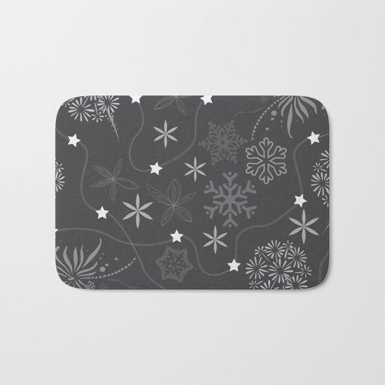 Stars on a string with snowflake and fireworks Bath Mat