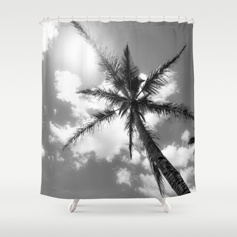 Tropical Palm Trees Black And White Shower Curtain By Cascadia