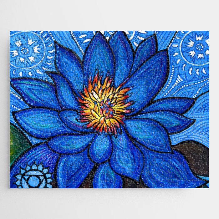 Voice: Throat Chakra Blue Lotus Meditation Jigsaw Puzzle