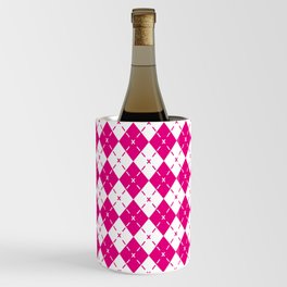 Pink Argyle Pattern,Diamond Geometrical Shape Quilt Knit Sweater Tartan Wine Chiller