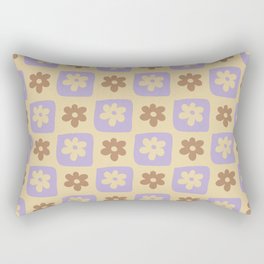 Hand-Drawn Checkered Flower Shapes Pattern Rectangular Pillow