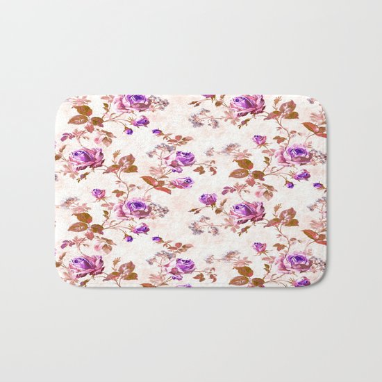 Purple Gold Roses Bath Mat