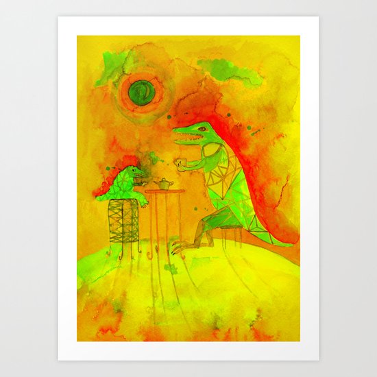 tea time on Moon Art Print