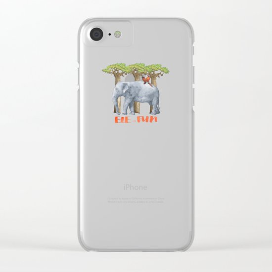 ELE FUN - Elephant Elephants Africa Watercolor Illustration Clear iPhone Case