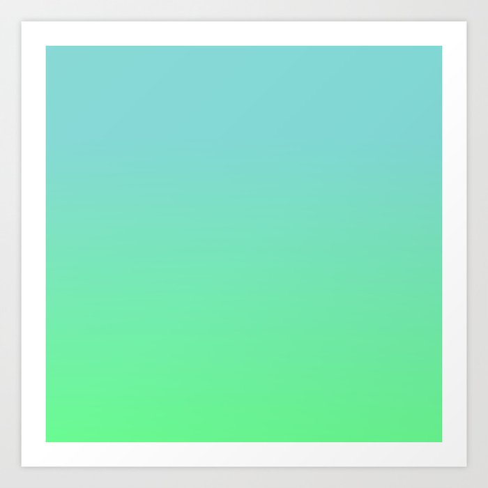 BLUE & GREEN two-color Ombre pattern  Art Print