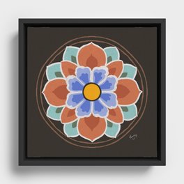 Korean Flower Motif // Brown  Framed Canvas