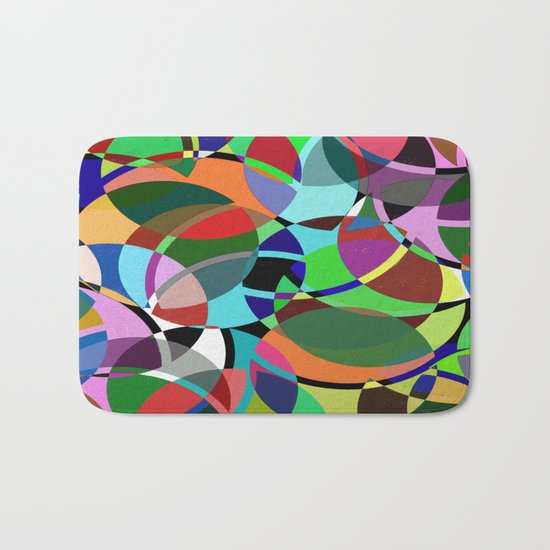 Pastel Pieces II - Abstract, textured, pastel, arcs and circles design Bath Mat